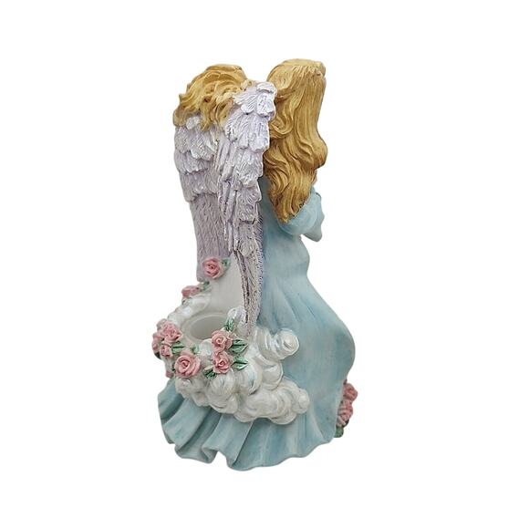 VTG Resin Angel Taper Candle Holder 7" Hand Painted Religious Christianity - Picture 8 of 12